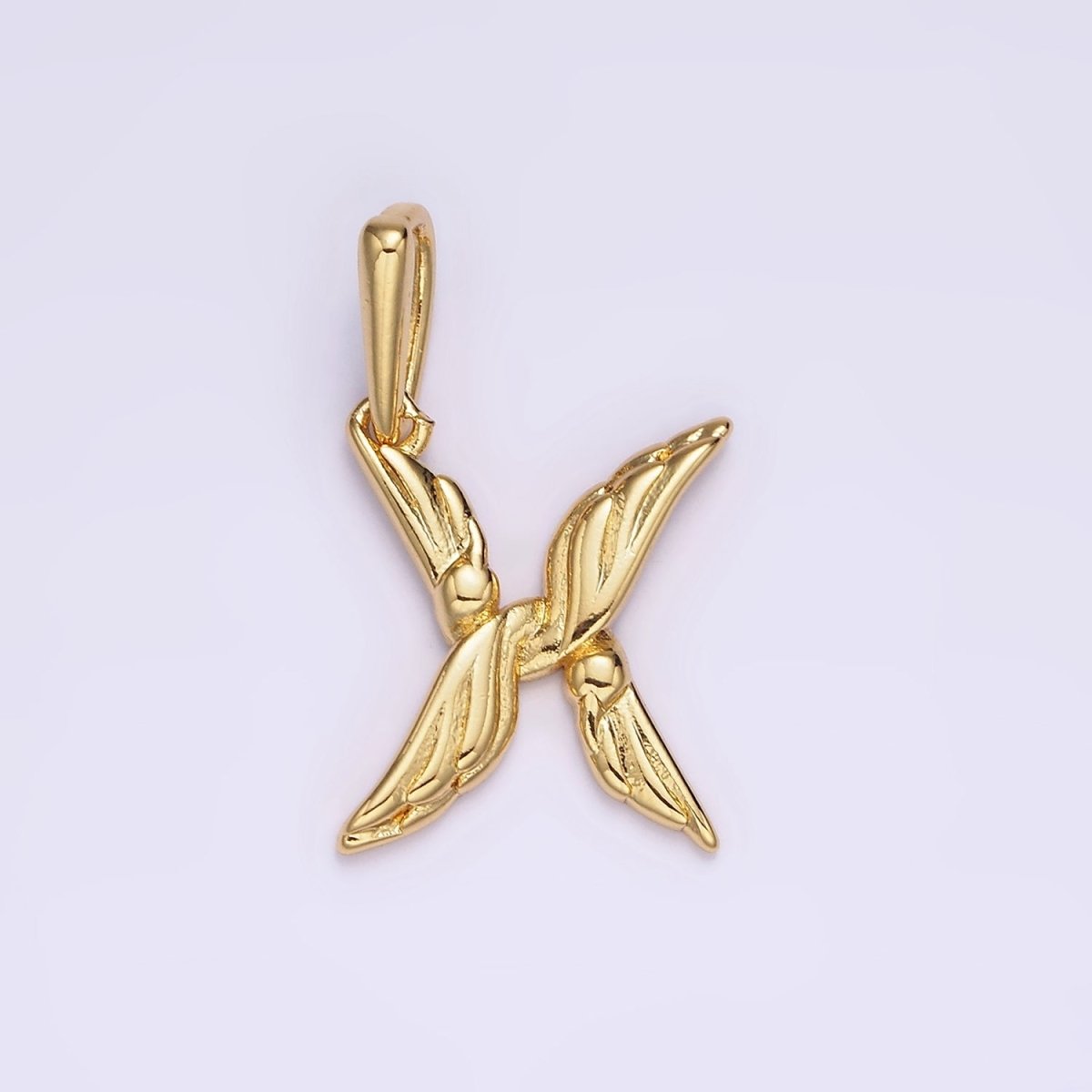 14K Gold Filled A-Z Initial Letter Angel Wings Inspired Charm Personalized Alphabet Pendant | A-976-A-988