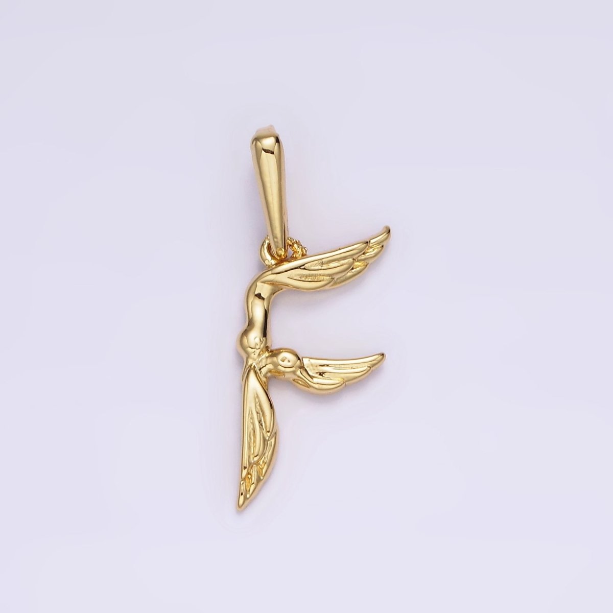 14K Gold Filled A-Z Initial Letter Angel Wings Inspired Charm Personalized Alphabet Pendant | A-976-A-988