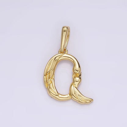 14K Gold Filled A-Z Initial Letter Angel Wings Inspired Charm Personalized Alphabet Pendant | A-976-A-988