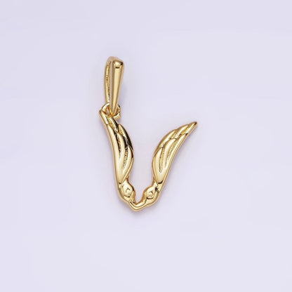 14K Gold Filled A-Z Initial Letter Angel Wings Inspired Charm Personalized Alphabet Pendant | A-976-A-988