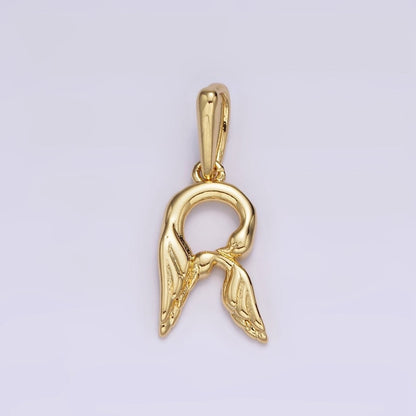 14K Gold Filled A-Z Initial Letter Angel Wings Inspired Charm Personalized Alphabet Pendant | A-976-A-988