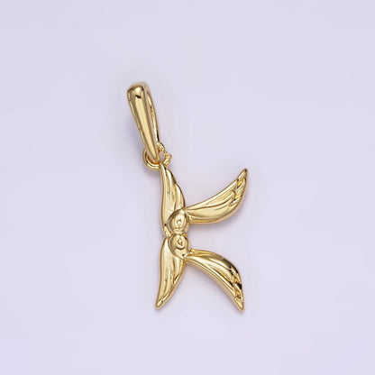 14K Gold Filled A-Z Initial Letter Angel Wings Inspired Charm Personalized Alphabet Pendant | A-976-A-988