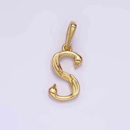 14K Gold Filled A-Z Initial Letter Angel Wings Inspired Charm Personalized Alphabet Pendant | A-976-A-988