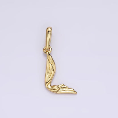 14K Gold Filled A-Z Initial Letter Angel Wings Inspired Charm Personalized Alphabet Pendant | A-976-A-988