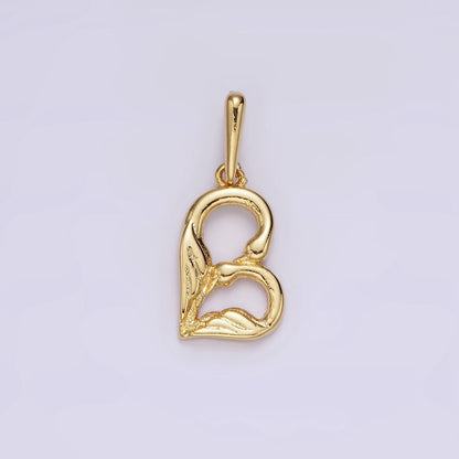 14K Gold Filled A-Z Initial Letter Angel Wings Inspired Charm Personalized Alphabet Pendant | A-976-A-988