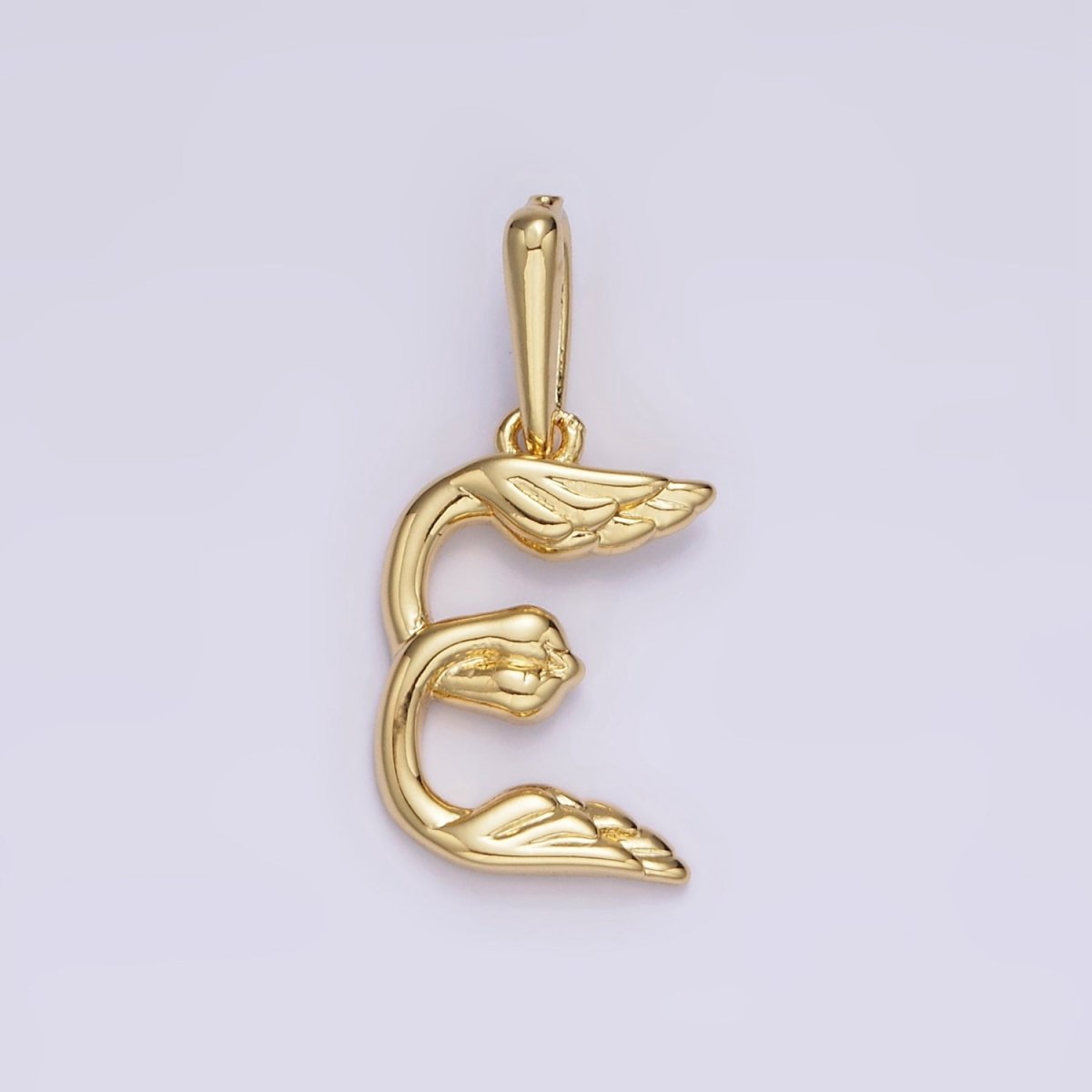 14K Gold Filled A-Z Initial Letter Angel Wings Inspired Charm Personalized Alphabet Pendant | A-976-A-988