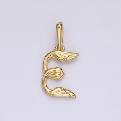14K Gold Filled A-Z Initial Letter Angel Wings Inspired Charm Personalized Alphabet Pendant | A-976-A-988
