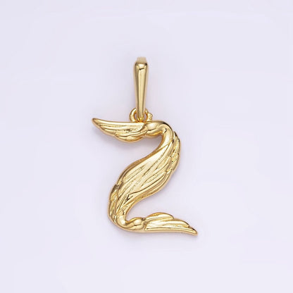 14K Gold Filled A-Z Initial Letter Angel Wings Inspired Charm Personalized Alphabet Pendant | A-976-A-988
