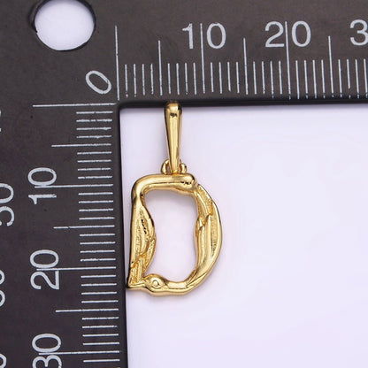 14K Gold Filled A-Z Initial Letter Angel Wings Inspired Charm Personalized Alphabet Pendant | A-976-A-988