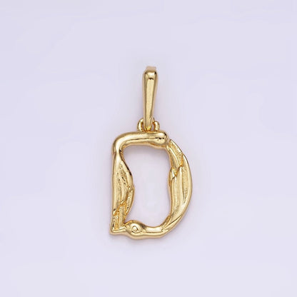 14K Gold Filled A-Z Initial Letter Angel Wings Inspired Charm Personalized Alphabet Pendant | A-976-A-988