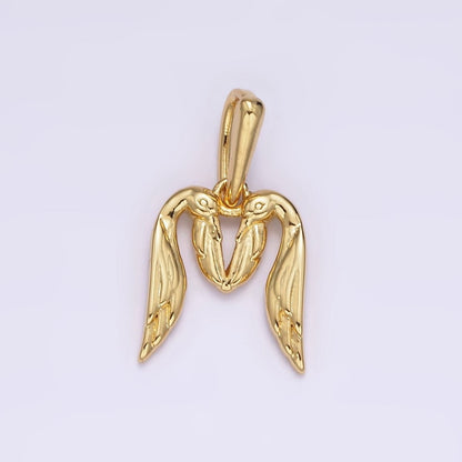 14K Gold Filled A-Z Initial Letter Angel Wings Inspired Charm Personalized Alphabet Pendant | A-976-A-988