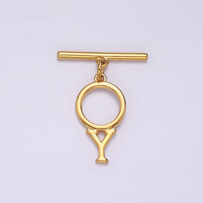 24K Gold Filled Toggle Clasps A-Z Letter Initial Minimalist Closure Findings | A1093 - A1105