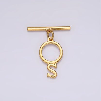 24K Gold Filled Toggle Clasps A-Z Letter Initial Minimalist Closure Findings | A1093 - A1105