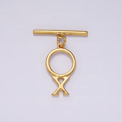 24K Gold Filled Toggle Clasps A-Z Letter Initial Minimalist Closure Findings | A1093 - A1105