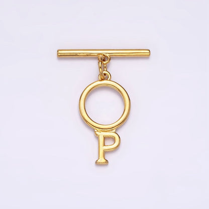 24K Gold Filled Toggle Clasps A-Z Letter Initial Minimalist Closure Findings | A1093 - A1105