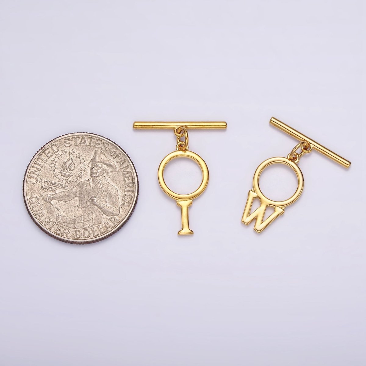 24K Gold Filled Toggle Clasps A-Z Letter Initial Minimalist Closure Findings | A1093 - A1105