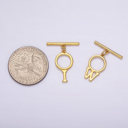 24K Gold Filled Toggle Clasps A-Z Letter Initial Minimalist Closure Findings | A1093 - A1105