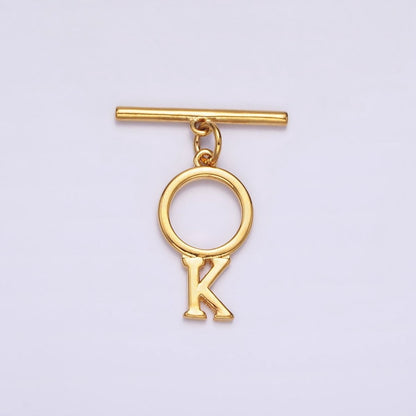 24K Gold Filled Toggle Clasps A-Z Letter Initial Minimalist Closure Findings | A1093 - A1105