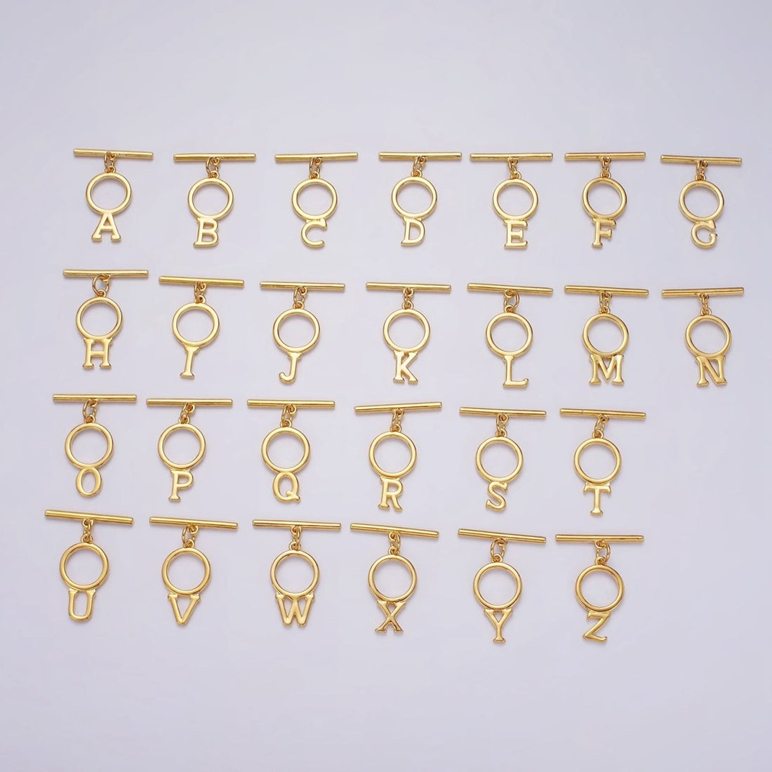 24K Gold Filled Toggle Clasps A-Z Letter Initial Minimalist Closure Findings | A1093 - A1105