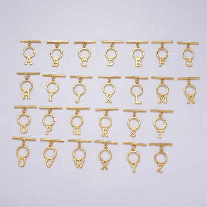 24K Gold Filled Toggle Clasps A-Z Letter Initial Minimalist Closure Findings | A1093 - A1105