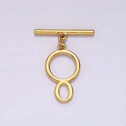 24K Gold Filled Toggle Clasps A-Z Letter Initial Minimalist Closure Findings | A1093 - A1105