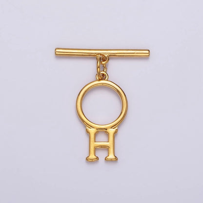 24K Gold Filled Toggle Clasps A-Z Letter Initial Minimalist Closure Findings | A1093 - A1105