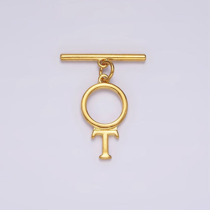 24K Gold Filled Toggle Clasps A-Z Letter Initial Minimalist Closure Findings | A1093 - A1105