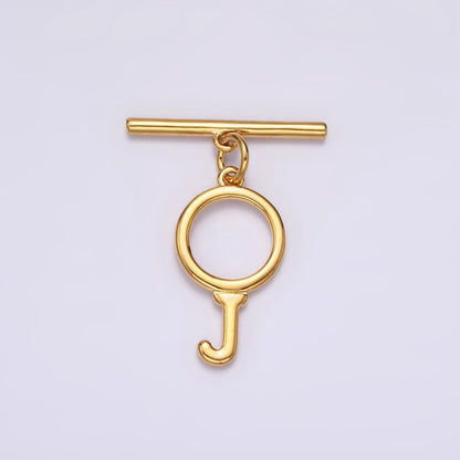 24K Gold Filled Toggle Clasps A-Z Letter Initial Minimalist Closure Findings | A1093 - A1105