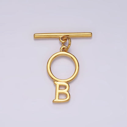 24K Gold Filled Toggle Clasps A-Z Letter Initial Minimalist Closure Findings | A1093 - A1105