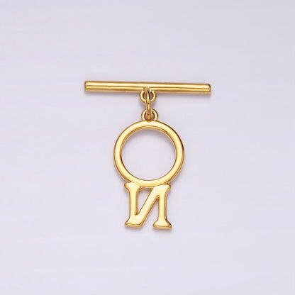 24K Gold Filled Toggle Clasps A-Z Letter Initial Minimalist Closure Findings | A1093 - A1105
