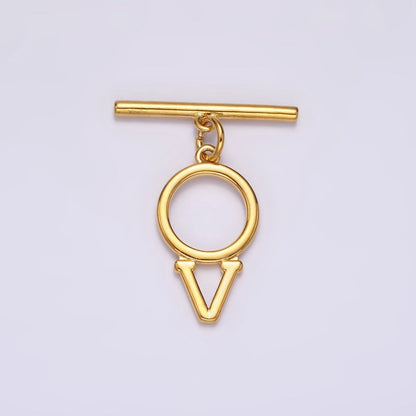 24K Gold Filled Toggle Clasps A-Z Letter Initial Minimalist Closure Findings | A1093 - A1105