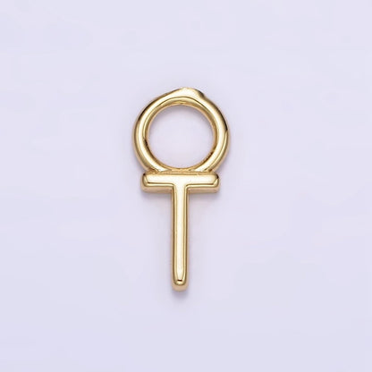 14K Gold Filled A-Z Initial Letters Rounded Bail Personalized Earring Charm | A-989-A-A1001