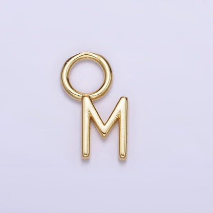 14K Gold Filled A-Z Initial Letters Rounded Bail Personalized Earring Charm | A-989-A-A1001