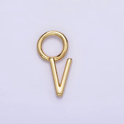 14K Gold Filled A-Z Initial Letters Rounded Bail Personalized Earring Charm | A-989-A-A1001