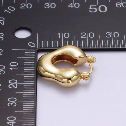 14K Gold Filled Abstract Cloud Dome French Lock Latch Hoop Earrings | AE629