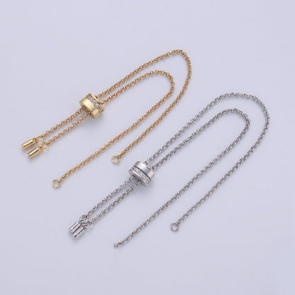 14k Gold Filled Adjustable Bracelet Half finished Chain Bracelet rubber stopper Silver Rolo Chain Wholesale 1pc K-843 K-844