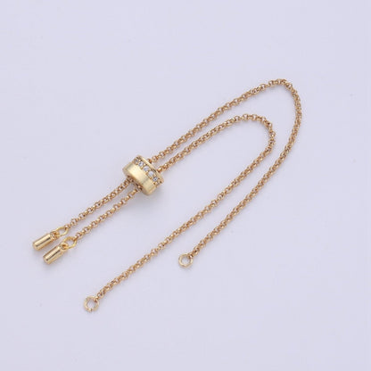 14k Gold Filled Adjustable Bracelet Half finished Chain Bracelet rubber stopper Silver Rolo Chain Wholesale 1pc K-843 K-844