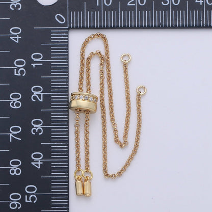 14k Gold Filled Adjustable Bracelet Half finished Chain Bracelet rubber stopper Silver Rolo Chain Wholesale 1pc K-843 K-844