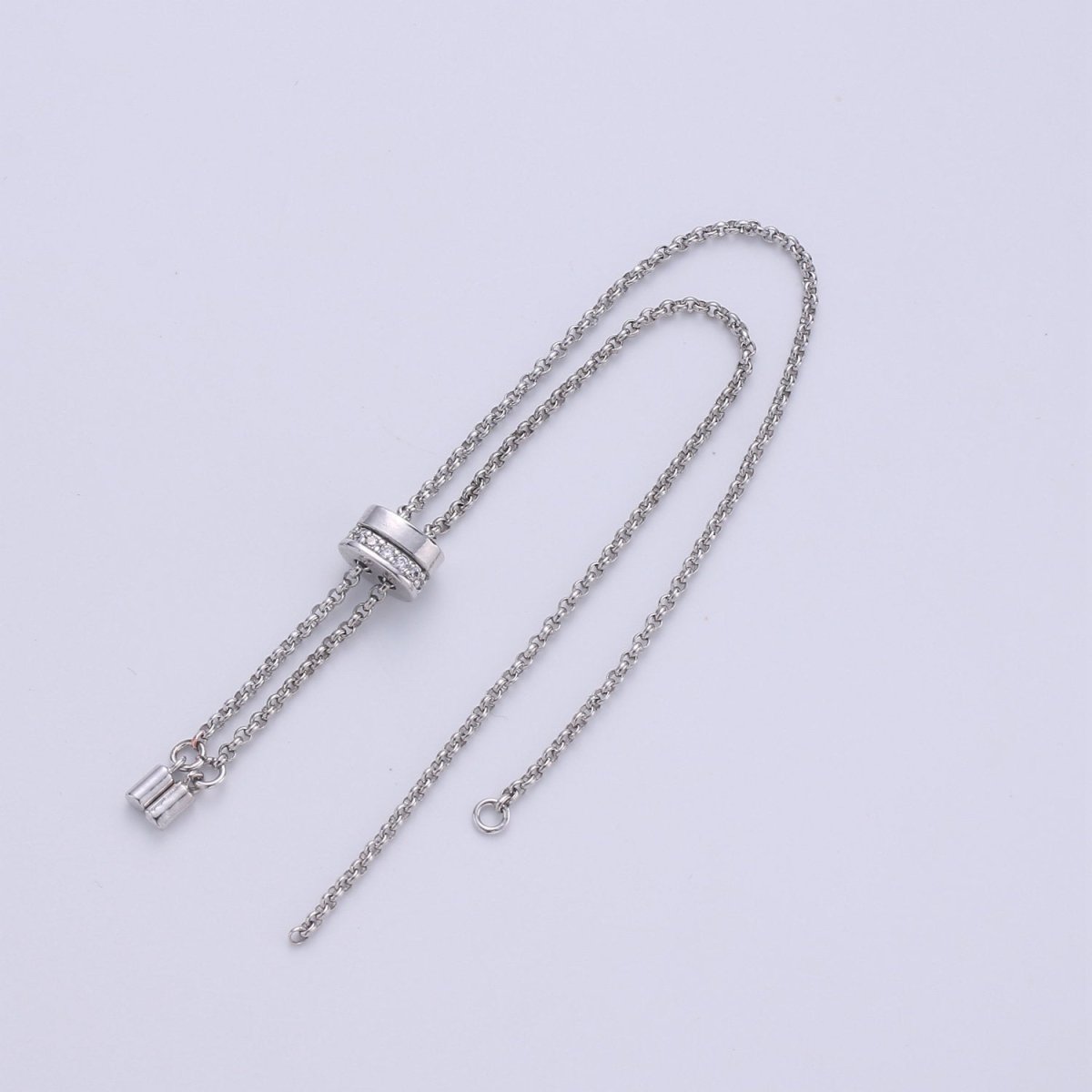 14k Gold Filled Adjustable Bracelet Half finished Chain Bracelet rubber stopper Silver Rolo Chain Wholesale 1pc K-843 K-844