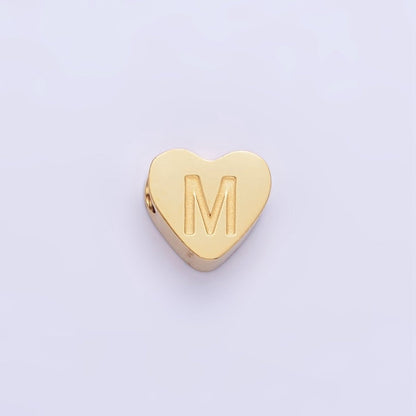 14K Gold Filled Alphabet Letter Engraved Heart Bead | A-A1552-A-A1564