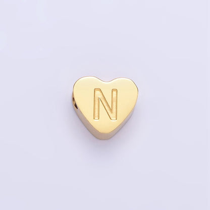 14K Gold Filled Alphabet Letter Engraved Heart Bead | A-A1552-A-A1564
