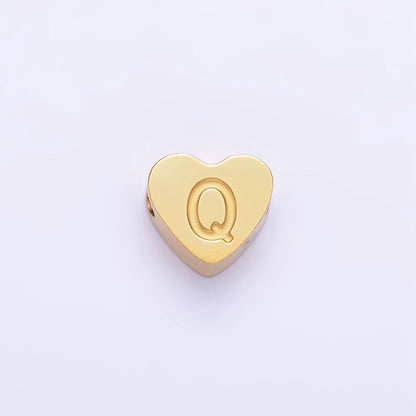14K Gold Filled Alphabet Letter Engraved Heart Bead | A-A1552-A-A1564