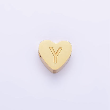 14K Gold Filled Alphabet Letter Engraved Heart Bead | A-A1552-A-A1564