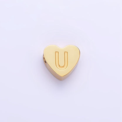 14K Gold Filled Alphabet Letter Engraved Heart Bead | A-A1552-A-A1564