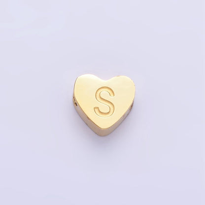 14K Gold Filled Alphabet Letter Engraved Heart Bead | A-A1552-A-A1564