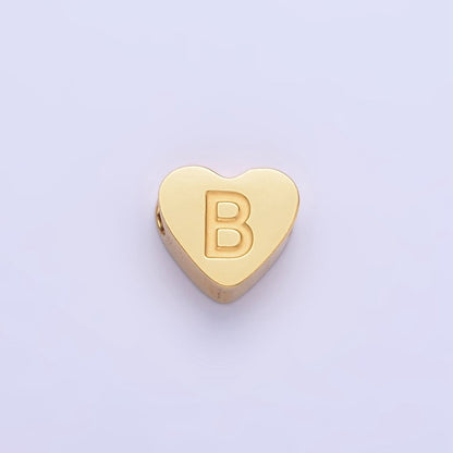 14K Gold Filled Alphabet Letter Engraved Heart Bead | A-A1552-A-A1564