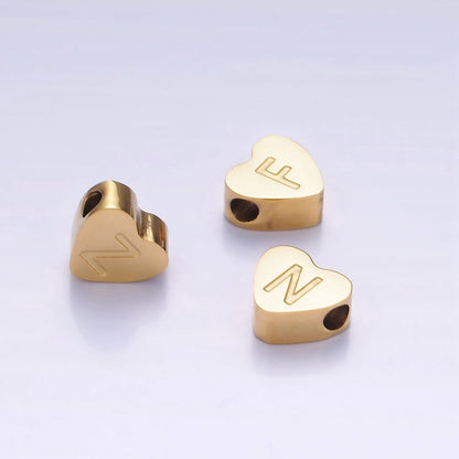 14K Gold Filled Alphabet Letter Engraved Heart Bead | A-A1552-A-A1564