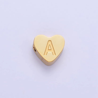14K Gold Filled Alphabet Letter Engraved Heart Bead | A-A1552-A-A1564