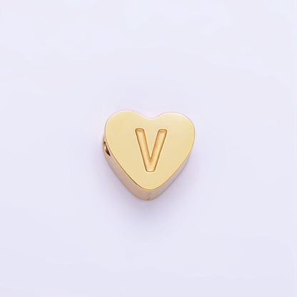 14K Gold Filled Alphabet Letter Engraved Heart Bead | A-A1552-A-A1564