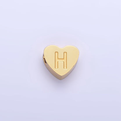 14K Gold Filled Alphabet Letter Engraved Heart Bead | A-A1552-A-A1564